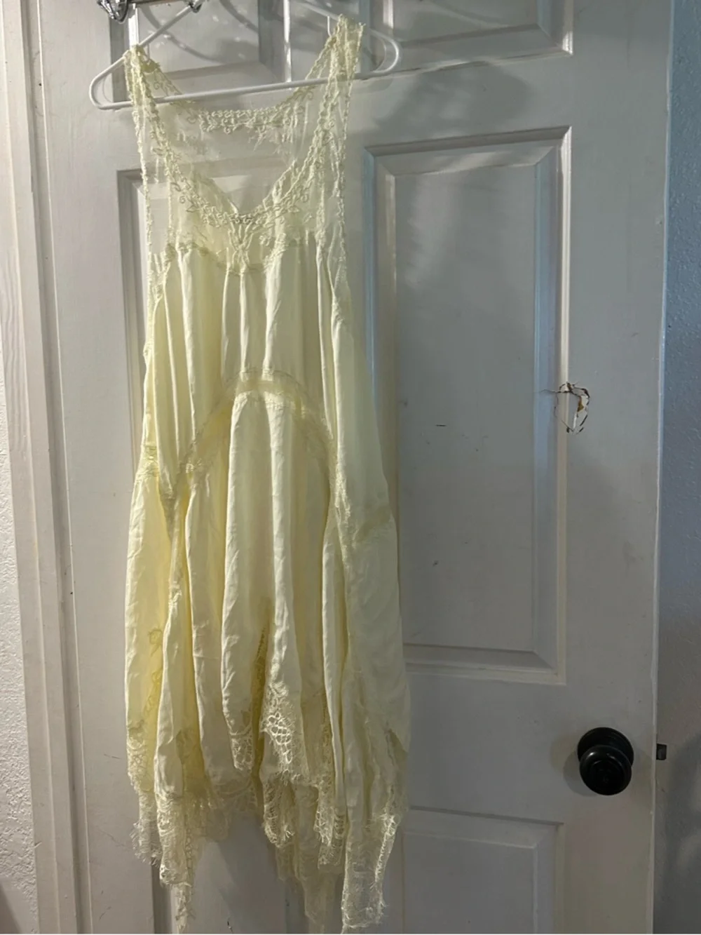 Free People Pale Yellow Lace Slip Dress - Picture 1 of 3